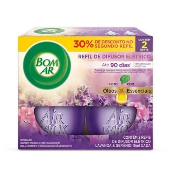 Refil Neutralizador Bom Ar Elétrico Air Wick 16ml Lavanda c/2 Unidades