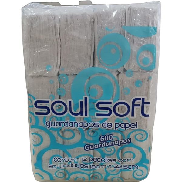Guardanapos de Papel Soul Soft 600 Und Pacote com 12 18cm X 22,5cn
