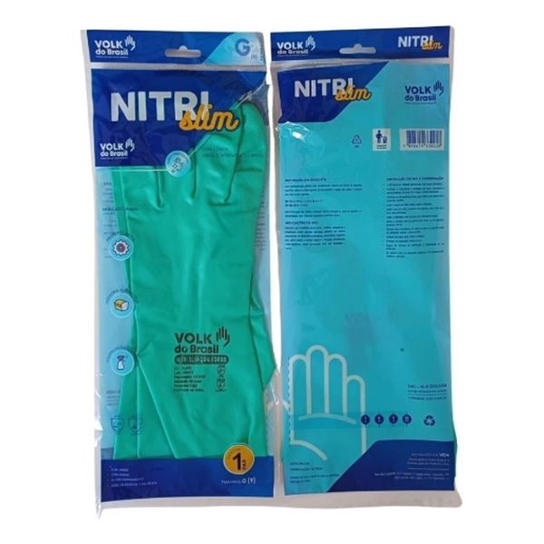 Luva Nitrilica Slim Forrada Verde Tamanho G Volk