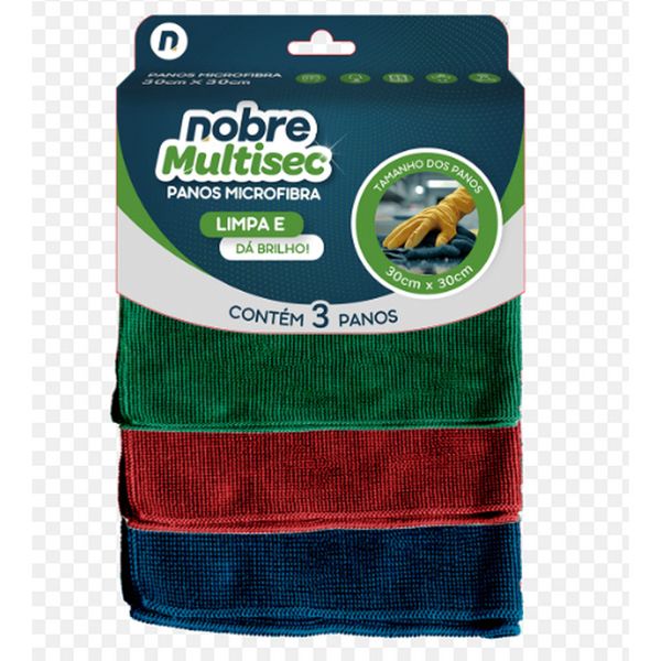 Pano de Microfibra 30x30 c/ 3 Unidades Nobre