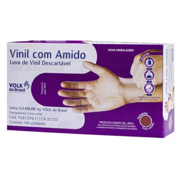 Luva de Vinil Transparente Tamanho M